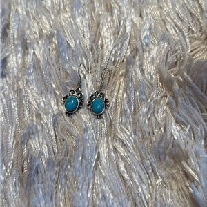 Elegant faux Silver and faux Turquoise Earrings